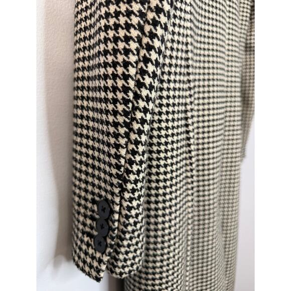 Banana Republic Double Breasted Houndstooth Coat Jacket Classic Black Cream XS - Picture 10 of 12